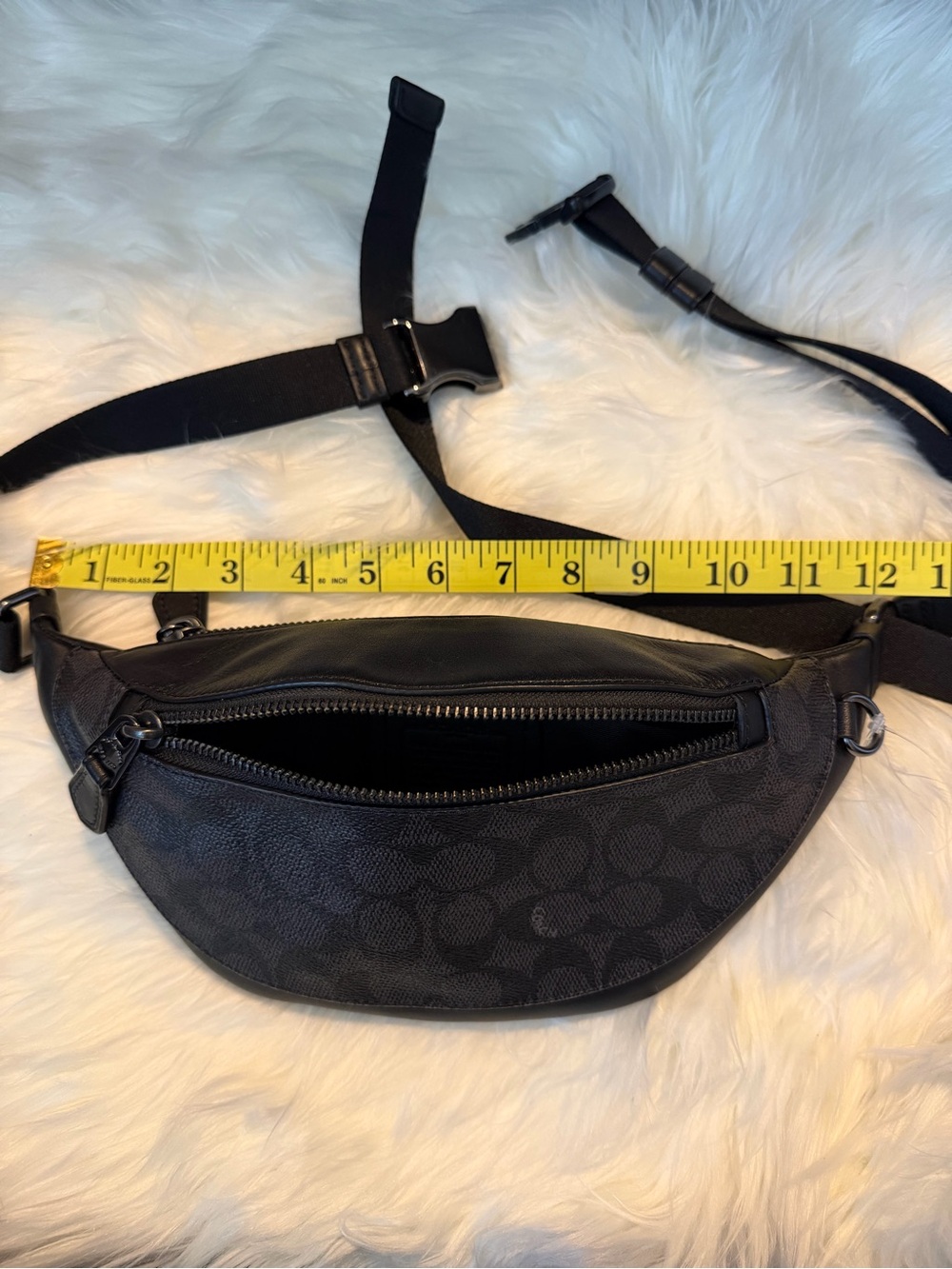 COACH Warren Mini Belt Bag/Fanny Pack Black Signature Coated Canvas No Hang Tag - Picture 9 of 16